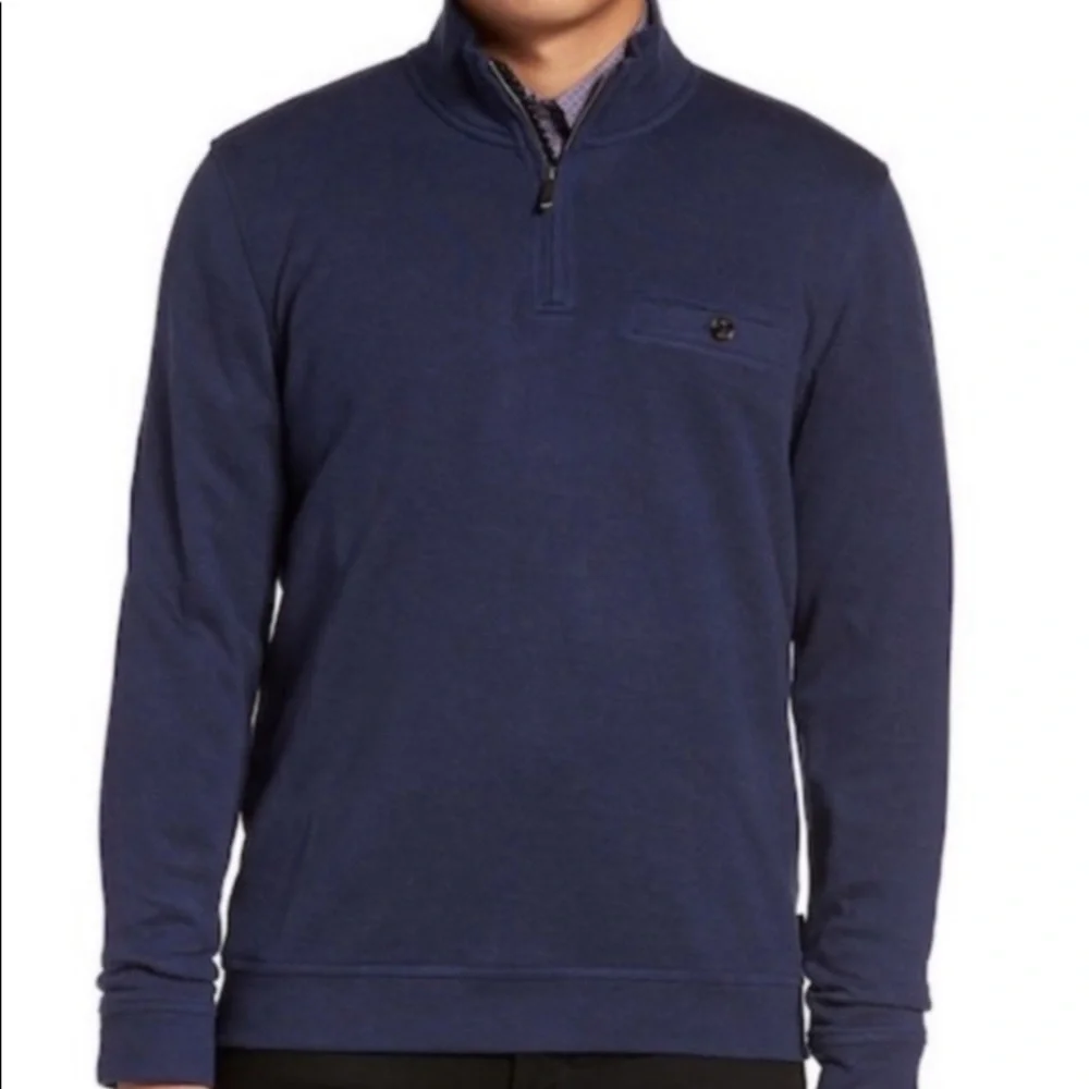 TED BAKER London Navy Blue Valerio Sweater Half Zip Pullover Size Small - Picture 1 of 15